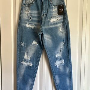 Angel Women's High Rise Distressed Jeans - Blue